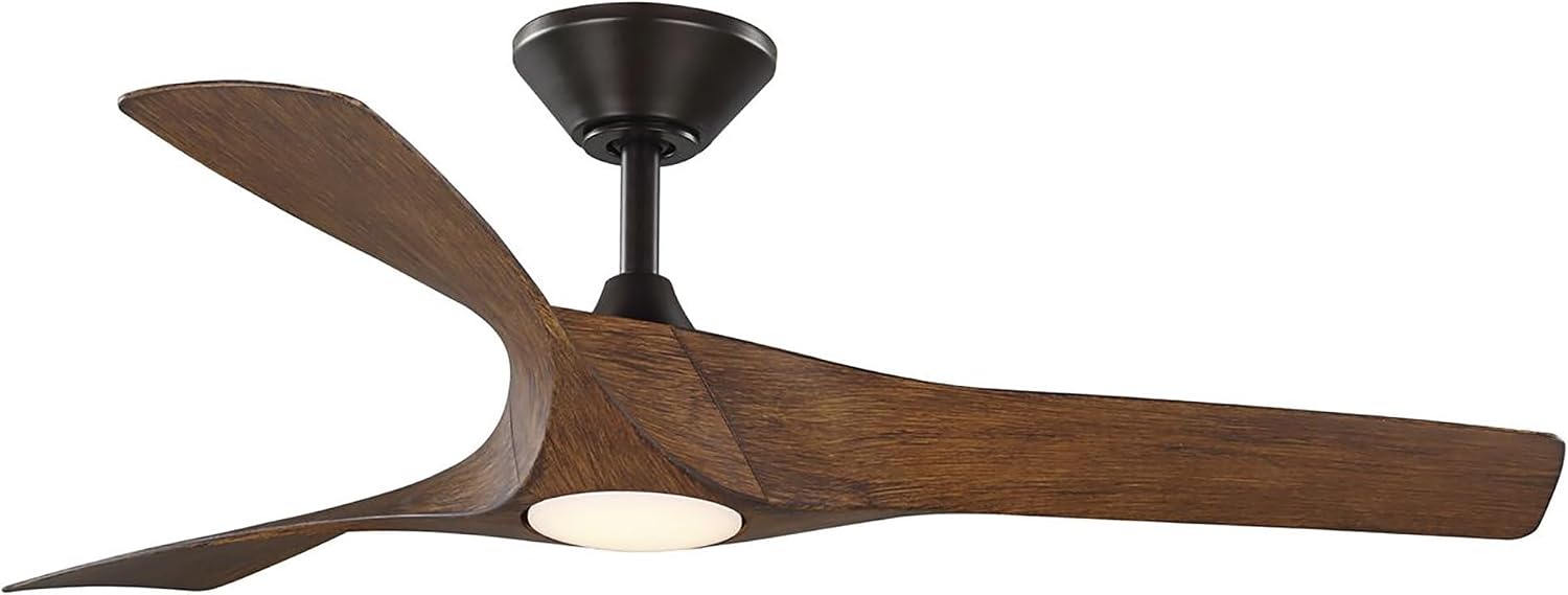 Progress Lighting Ryne Collection 52-Inch 3-Blade Woodgrain LED DC Motor Transitional Indoor/Outdoor Ceiling Fan, Brown