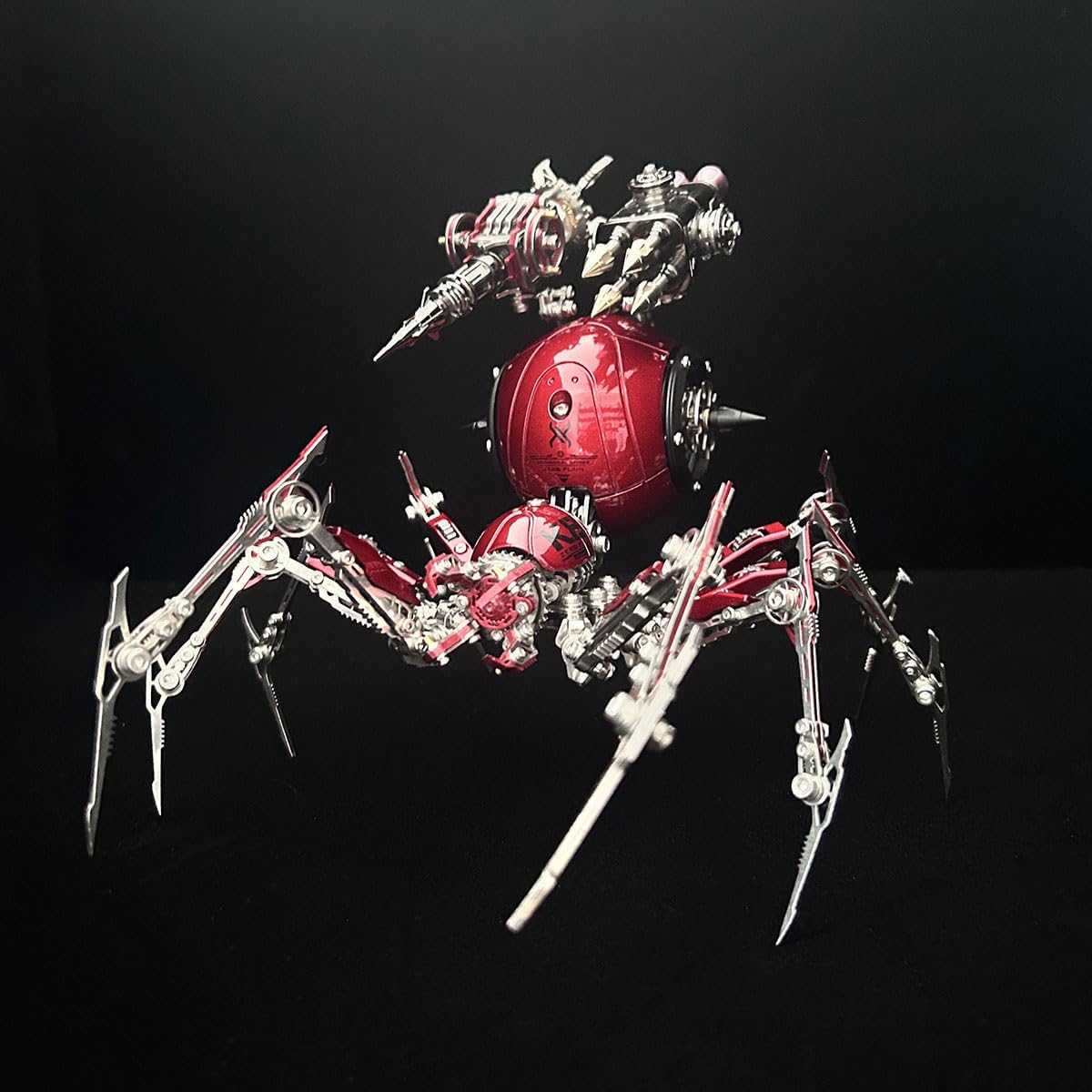 3D Metal Puzzle Spider Model Kit for Adults with Light, 602 PCS Mechanical Metal War Spider Steampunk Animal DIY Assembly Jigsaw Puzzle Model Desk Gifts for Adults