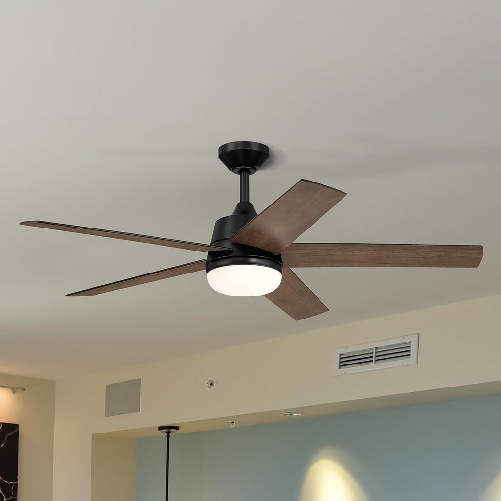 DESIGNERS FOUNTAIN Astrea Smart Ceiling Fan with Lights, 52 Inch LED Light Indoor Outdoor 5-Blade Fan, Remote Control, RGB, Matte Black, FS-ATR52RGB-MB