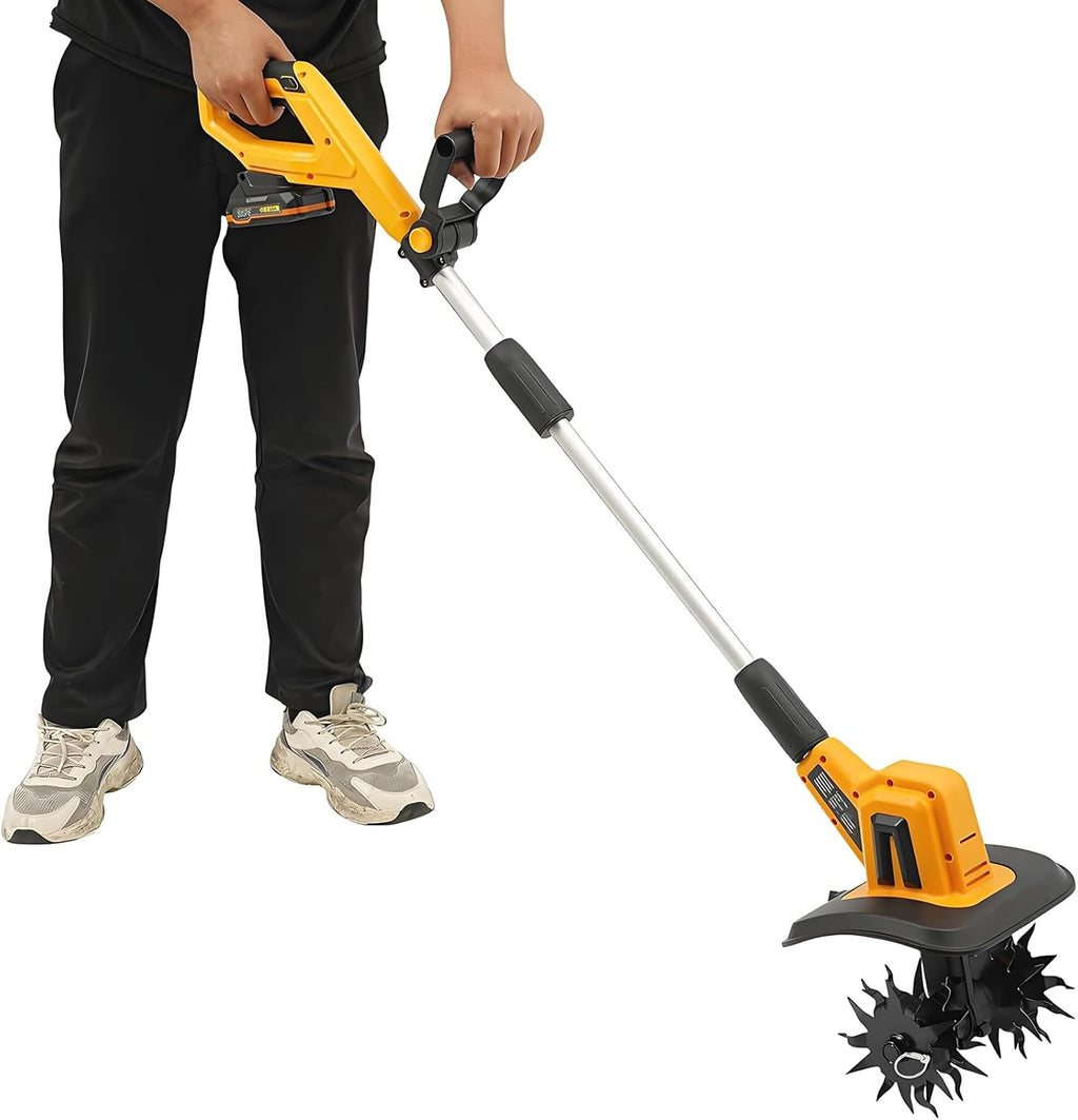 Rechargeable Garden Cultivator,22cm Tilling Width and 18cm Depth,Small Home Electric Tiller Cultivator,20V DC,270 RPM,for Flower Beds 2000mAh