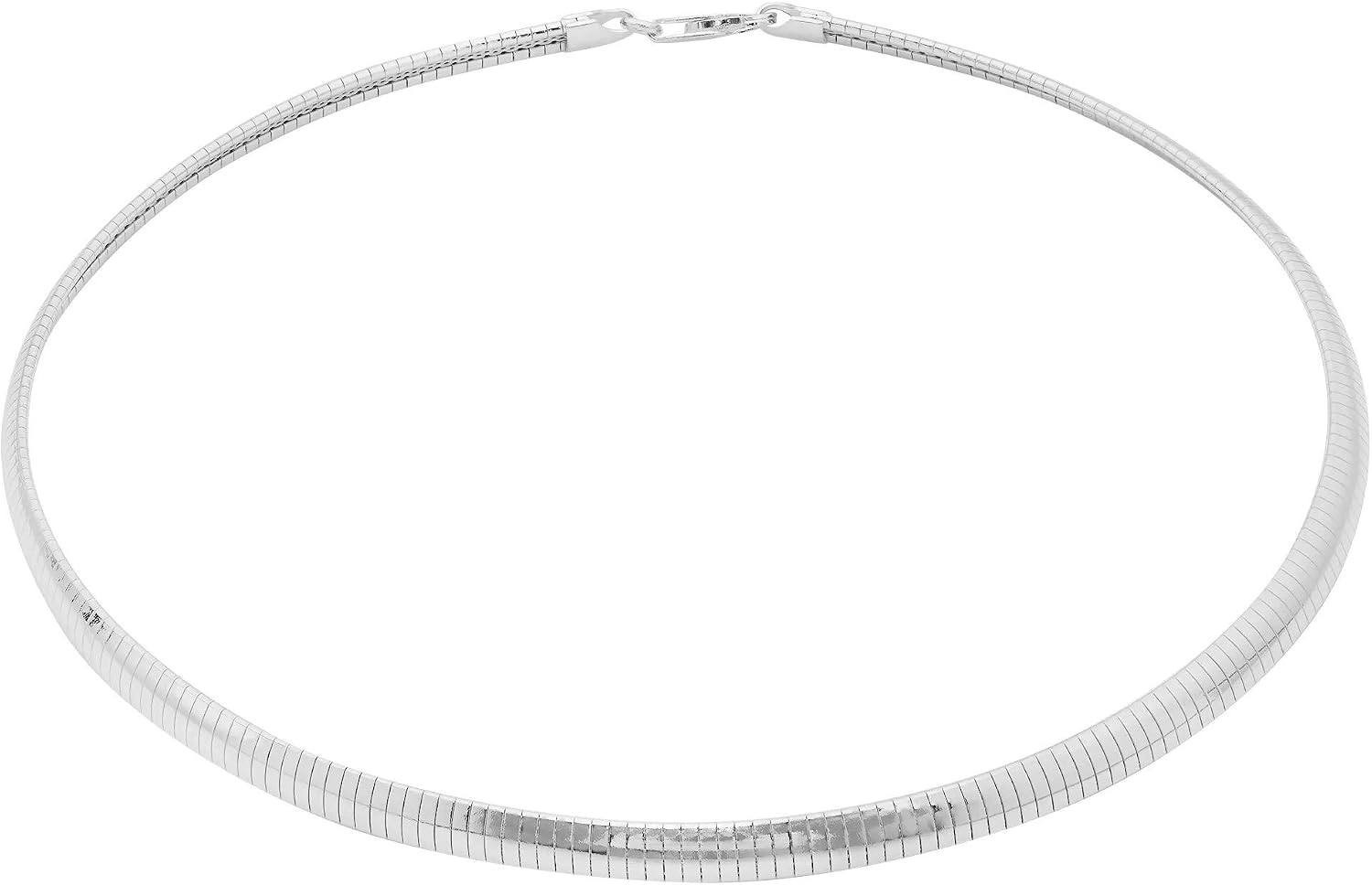 Verona Jewelers 925 Sterling Silver necklace Flexible Italian Flat Omega Necklace for women-2MM 3MM 4MM 6MM 8MM Cubetto Italy Wire Necklace Chain 16 18 20