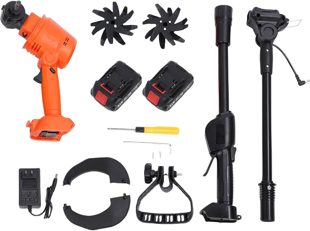 Cordless Mini Tiller Cultivator 4in Working Width with 2 X 1.5Ah Batteries, Electric Gardening Tool - Fast 235RPM, Lightweight Ergonomic Design for Lawns and Greenhouses
