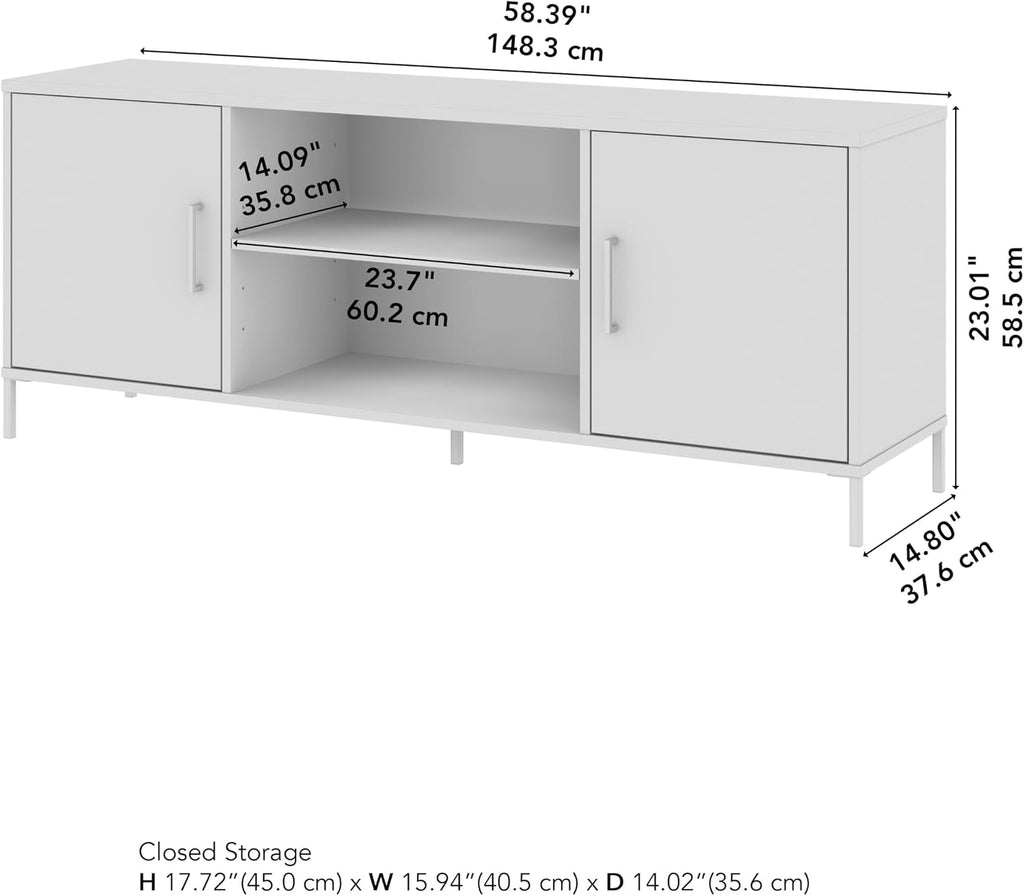 Bush Home Essence 58W TV Stand with Storage, Living Room Furniture, Essence Collection, Black Stipple