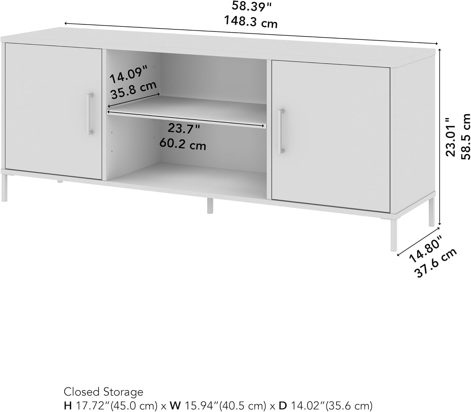 Bush Home Essence 58W TV Stand with Storage, Living Room Furniture, Essence Collection, Black Stipple
