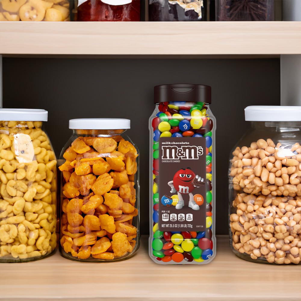 M&M's Milk Chocolate Bulk Candy in Resealable and Recyclable Jars, Party Size Assorted Chocolate Candies, Movie Night Snacks, Candy Buffet, 25.5 Oz Each,2 Count (Pack of 5)