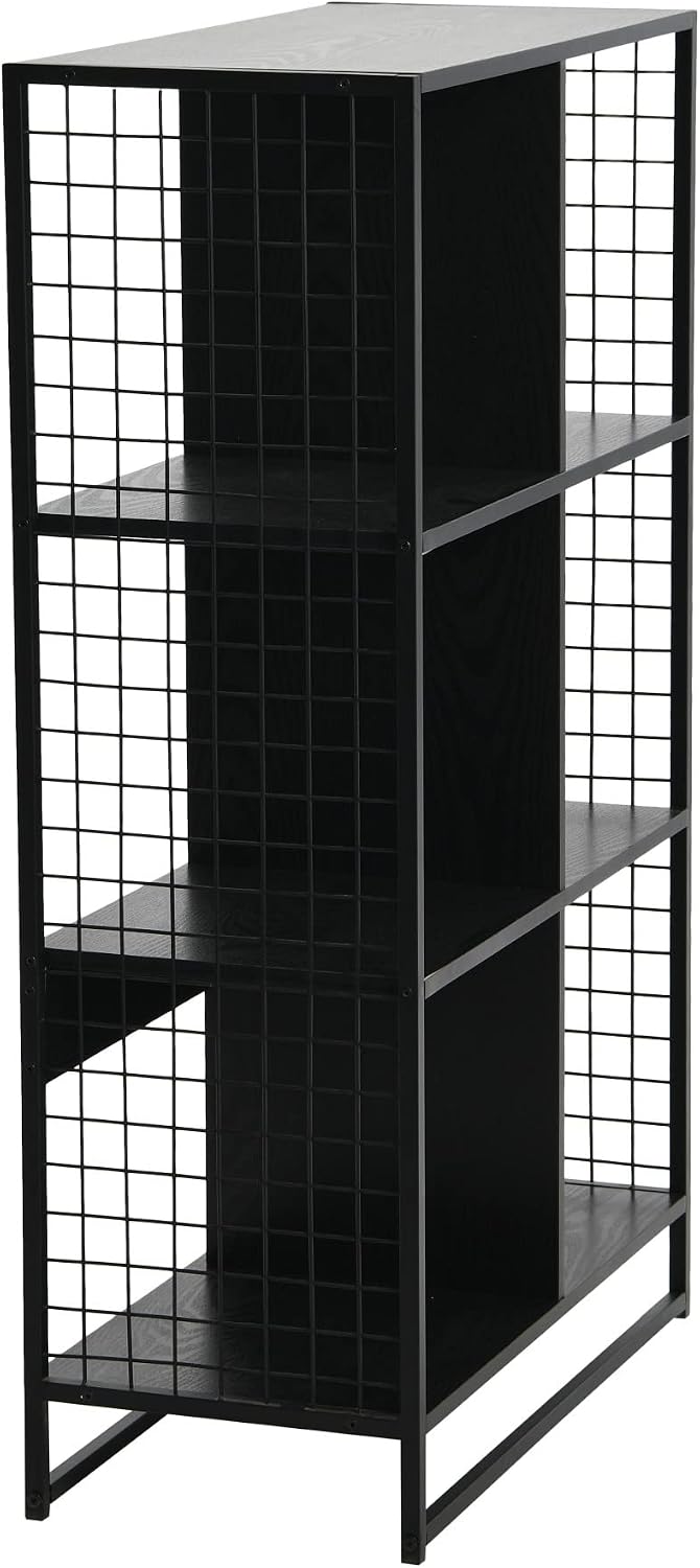 Household Essentials Black Oak & Iron Six Cube Wall Shelf
