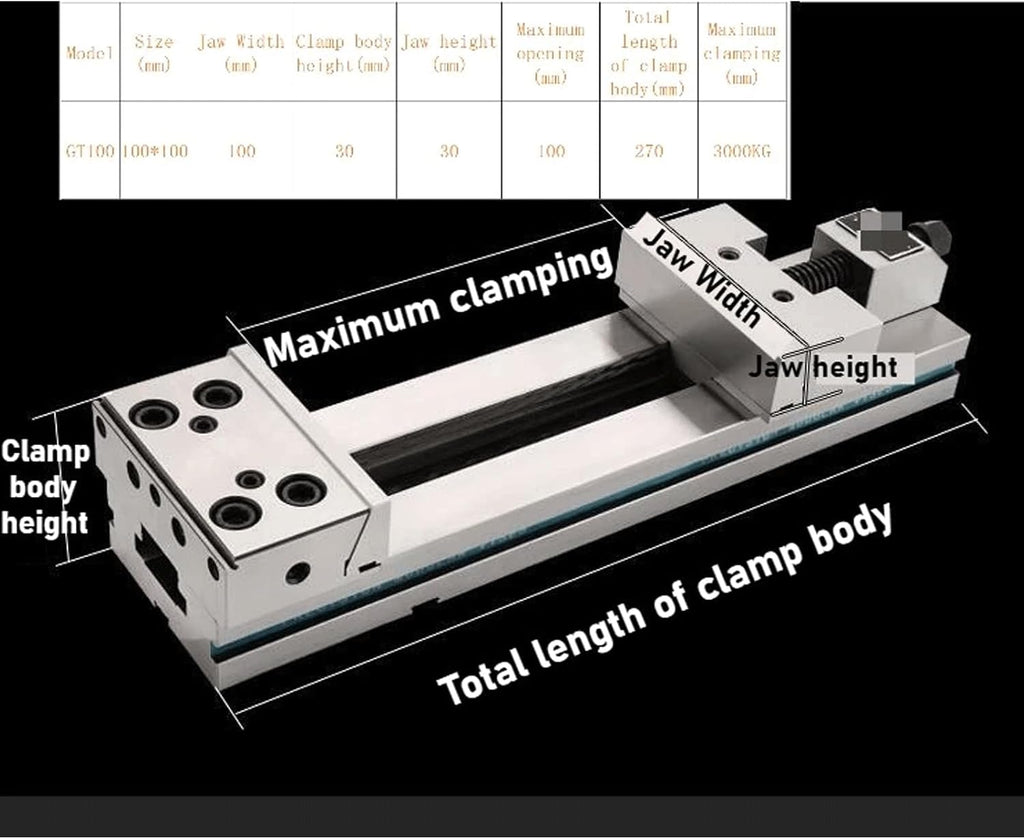 XXSTAR Precision Modular CNC Milling Vise, 0.005mm High Accuracy, GT100 4 Inch 100mm Jaw Width for CNC Milling Machine