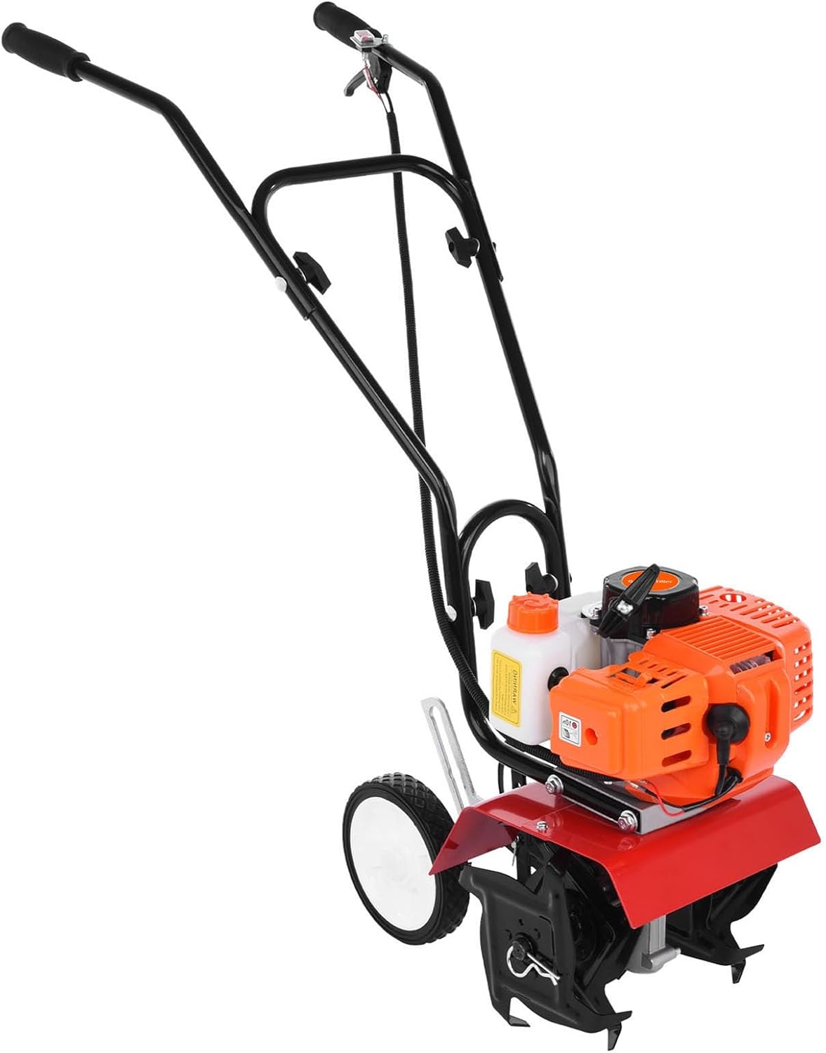 Upgrade Mini Garden Tiller, 2 Stroke 9000RPM 1.2L Gas Tiller, Tiller for Gardening, Rototiller Gas Powered Garden Tiller Cultivator for Farm Plant & Lawn Ploughing, Furrowing, Weeding Orange