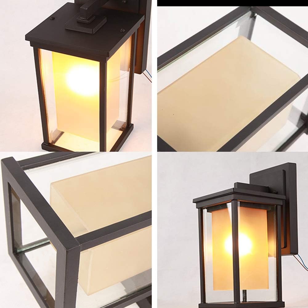 Wall Mounted Light Square Outdoor Wall Light Waterproof IP55 Wall Spotlights Glass Outdoor Wall Hanging Lantern for House Terrace Patio Courtyard Traditional E27 Reading Light (Size : H-35cm)