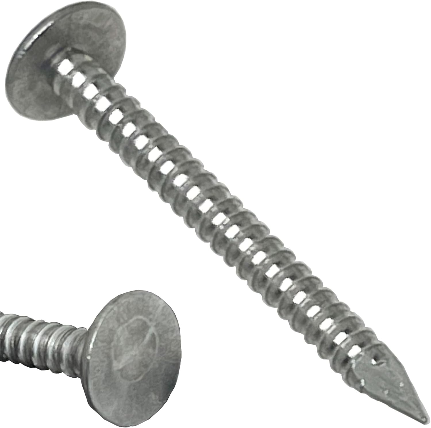 1.25'-RING SHANK ALUMINUM - ROOFING SIDING NAILS - Vinyl & Aluminum Siding & Facia Trim Nail – Aluminum metal secure holding Ring Shank nail – QTY (2000)