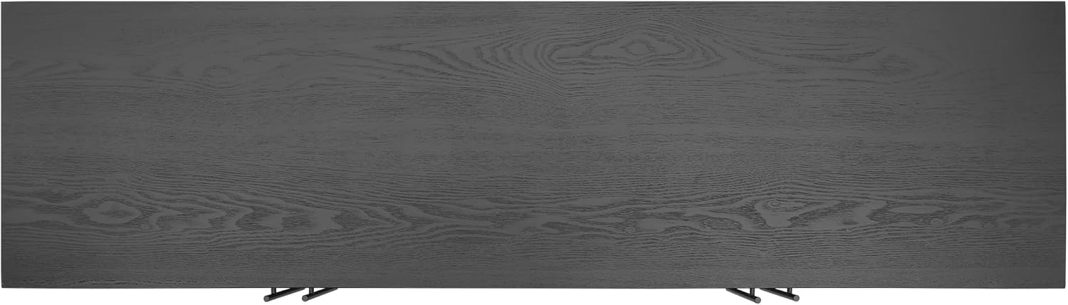 Christopher Knight Home Guke Modern Wooden Kitchen Sideboard Cabinet with Metal Handles, Rectangular Living Room Storage Cabinet with Shelves, Spacious Dining Room Cupboard with 4 Doors, Black