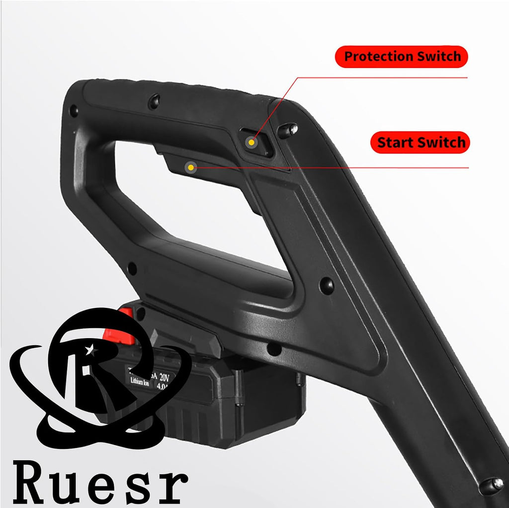 Ruesr Electric Cordless Garden Tiller, 50-inch Cultivator 20v Electric Garden Tiller Battery Powered Total 4000mAh 4-in-1 Soil Tiller for Trenching, Weeding, Loosening, Plowing