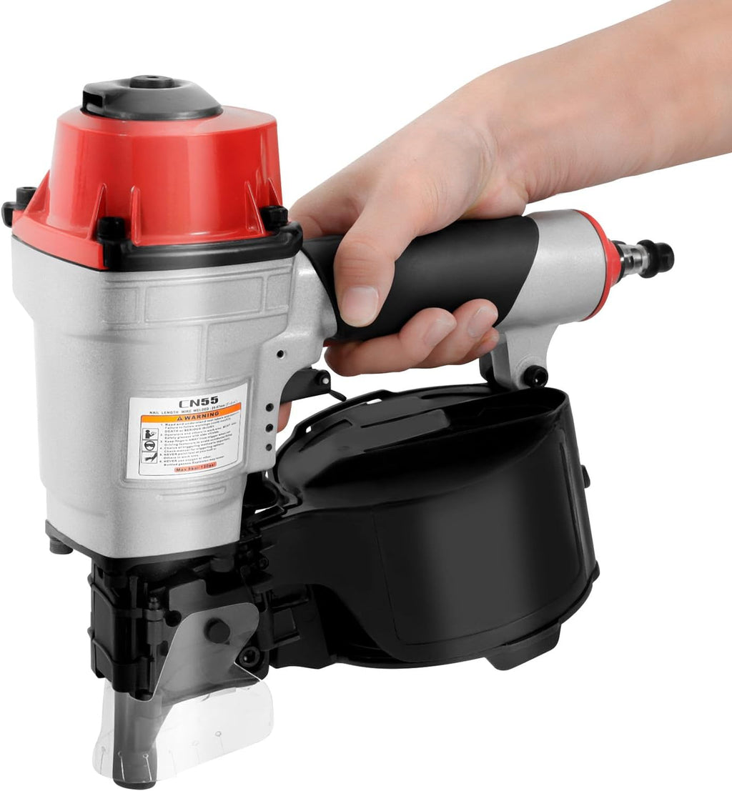 Pneumatic Coil Nailer,CN55 Pneumatic Coil Siding Nailer Industrial Portable Nail 75psi-120psi,for Pallet, Crating, Framing, Fencing