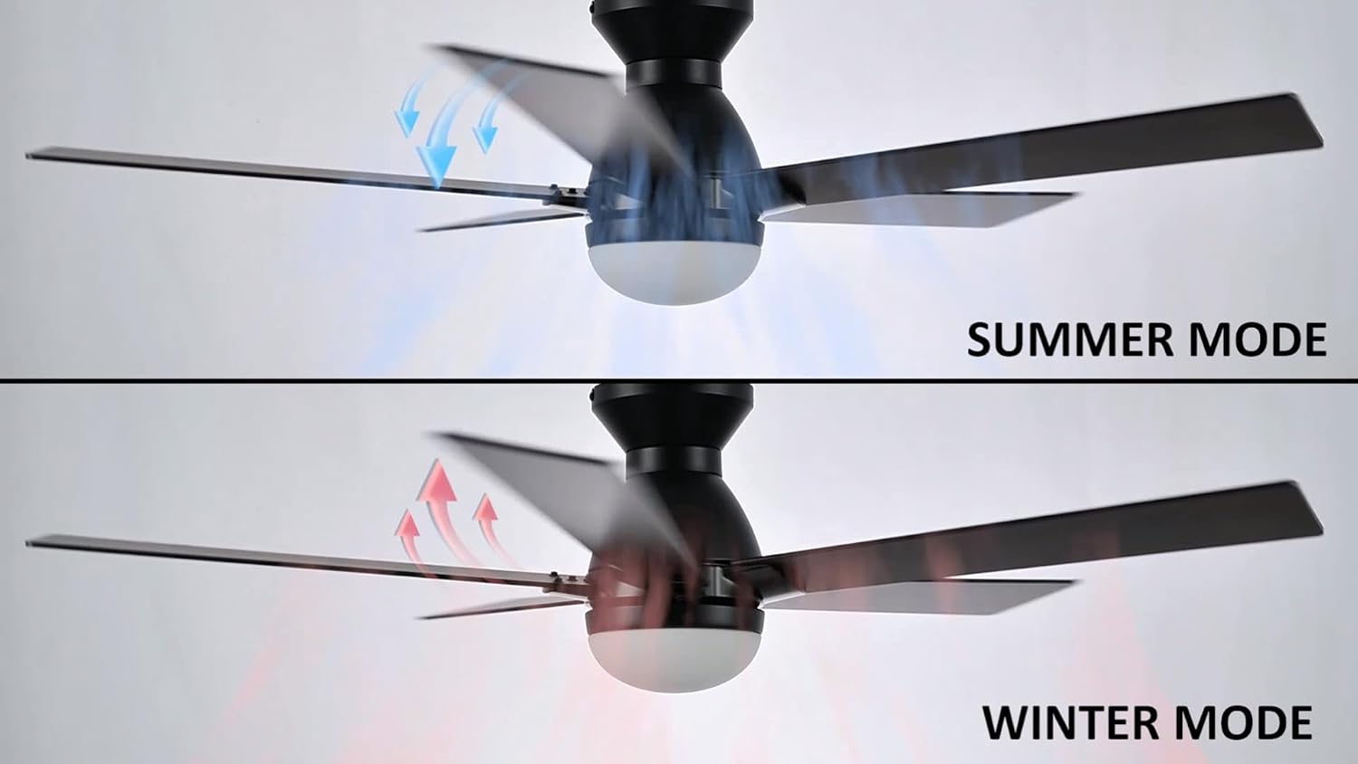 CEME Smart Ceiling Fans with Lights Flush Mount 52', 3 Light Colors Dimmable, 10 Speeds DC Ceiling Fan with Remote, Outdoor Ceiling Fan Compatible with Alexa, Siri & Google Home, Black & Dark Walnut