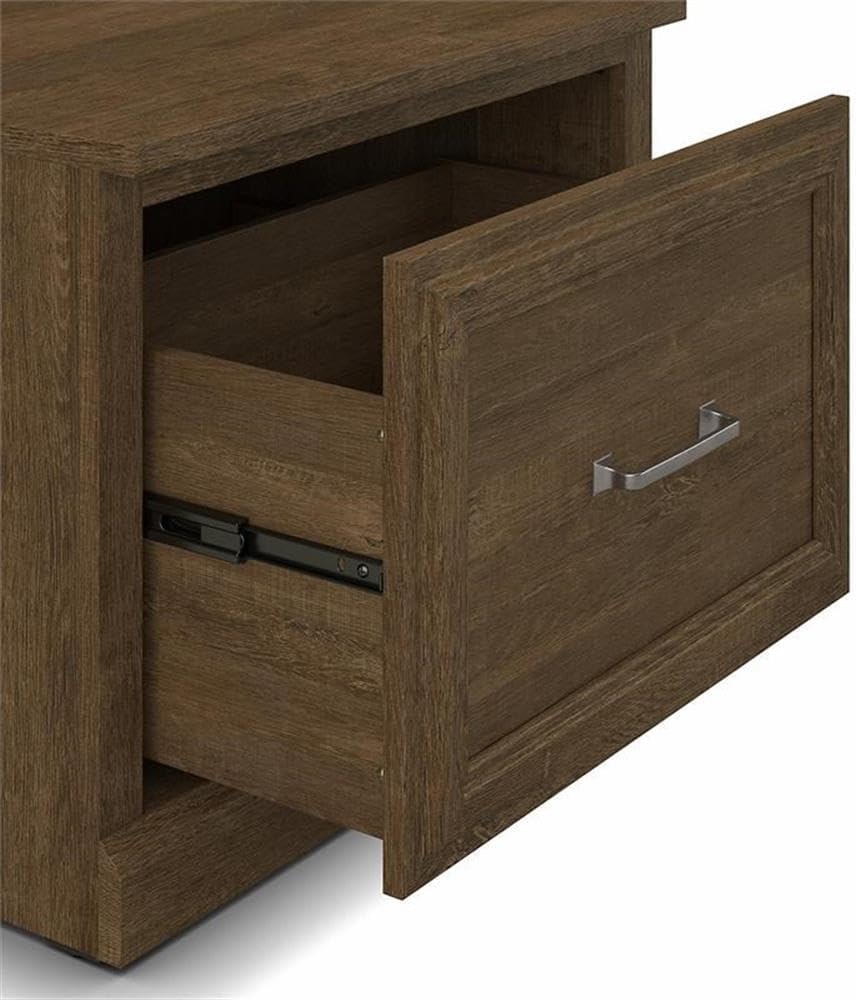 Bush Furniture Woodland 24W Small Shoe Bench with Drawer in Ash Brown | Narrow Footwear Organizer for Home Entryway, Mudroom, and Foyer