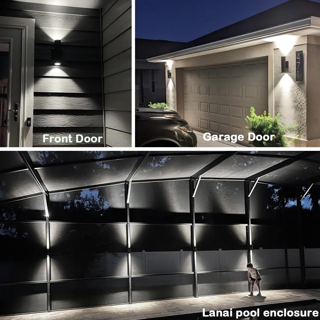 rosykite Dusk to Dawn Outdoor Wall Lighting,Double Up Down Aluminum Waterproof Wall Light with Sensor -Modern Outdoor Light Fixture for Porch, Backyard and Patio-ETL Listed (4 Pack)