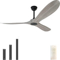 60 Inch Ceiling Fans with Remote Control,3 Imitation Wood ABS Blades, 6 Speeds, Noiseless Reversible DC Motor,Indoor/Outdoor Ceiling Fan for Farmhouse Living Room Dining Room Patio