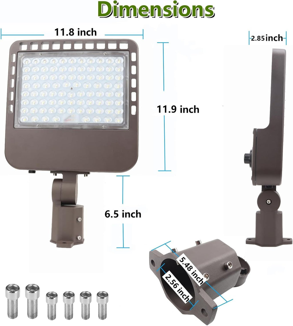 2PACK 200W LED Parking Lot Light with Dusk to Dawn Photocell, Slipfitter Mount and Wall Mount Commercial Outdoor Lighting, 100-277V 28000LM 5000K, ETL Commercial LED Security Flood Lights