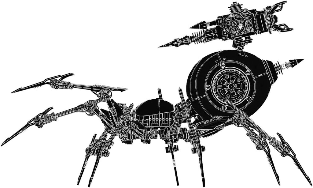 3D Metal Puzzle Spider Model Kit for Adults with Light, 602 PCS Mechanical Metal War Spider Steampunk Animal DIY Assembly Jigsaw Puzzle Model Desk Gifts for Adults