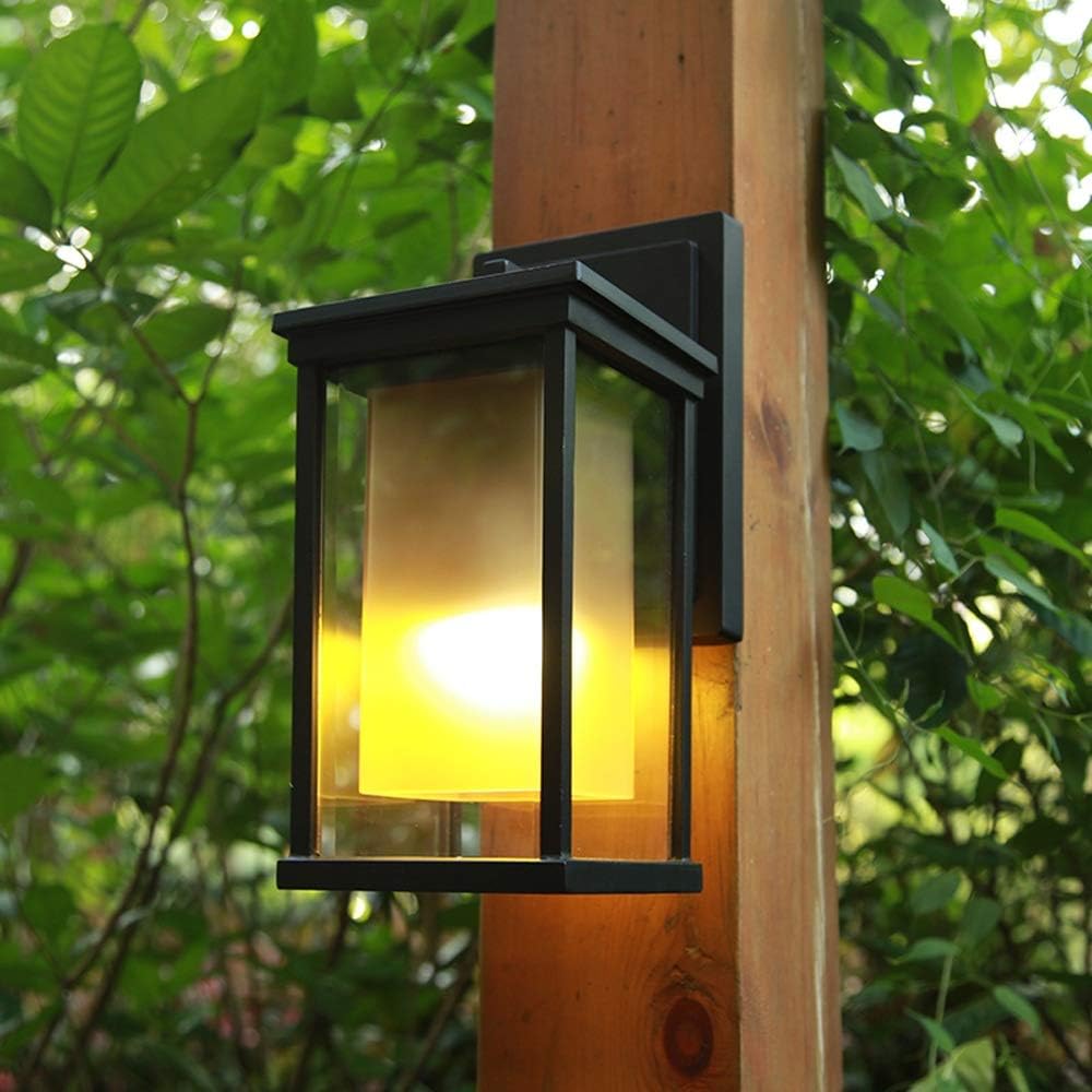 Wall Mounted Light Square Outdoor Wall Light Waterproof IP55 Wall Spotlights Glass Outdoor Wall Hanging Lantern for House Terrace Patio Courtyard Traditional E27 Reading Light (Size : H-35cm)