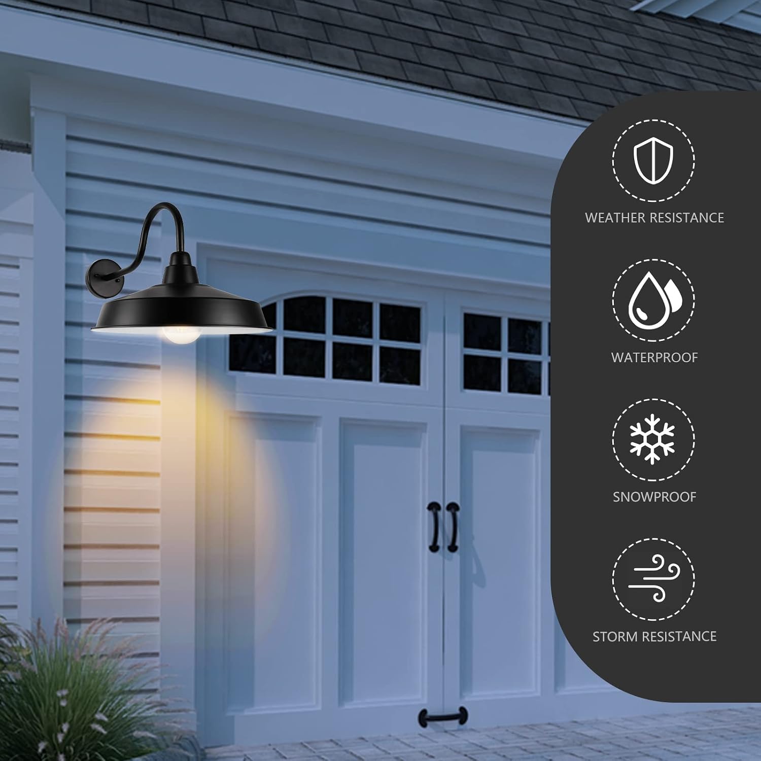 Barn Lights Outdoor, 16 Inch Dome Large Farmhouse Exterior Light Fixtures Wall Mount, Industrial Outdoor Wall Sconces Outside Made for Gooseneck Barn House Shop Front Porch Garage Entryway