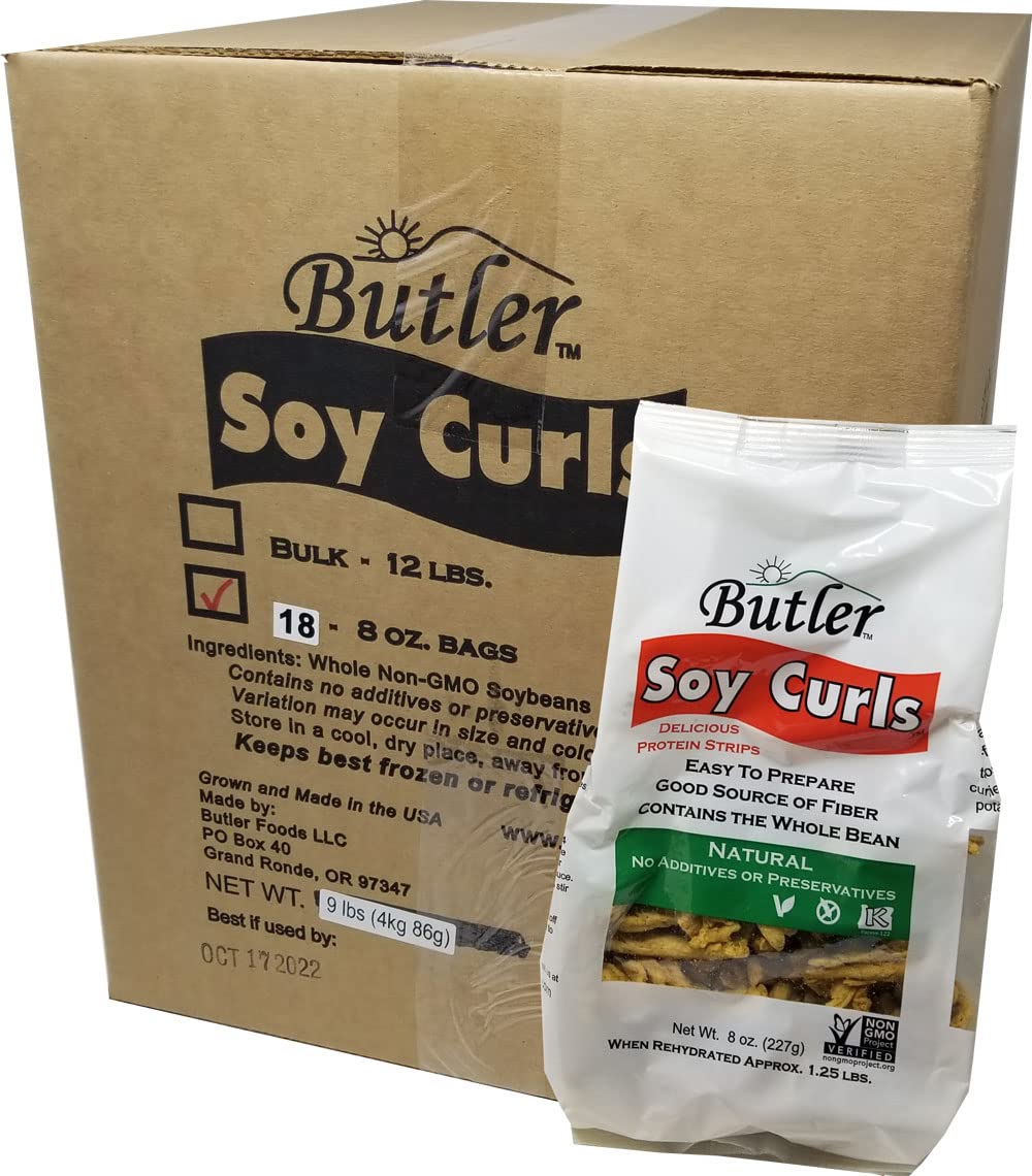 Butler Foods Soy Curls, 8 oz. Bags (Pack of 18)