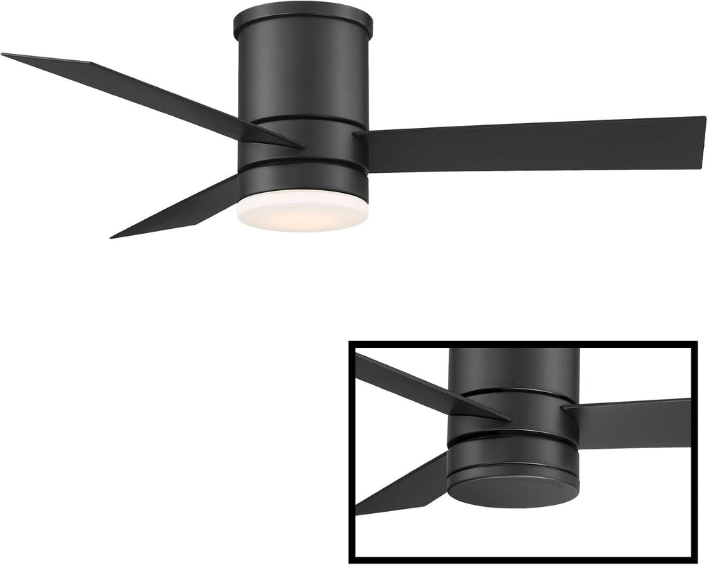 Axis Smart Indoor and Outdoor 3-Blade Flush Mount Ceiling Fan 44in Matte Black with 3000K LED Light Kit and Remote Control works with Alexa, Google Assistant, Samsung Things, and iOS or Android App