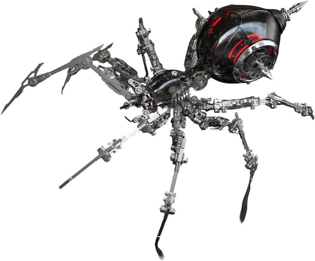 3D Metal Puzzle Spider Model Kit for Adults with Light, 602 PCS Mechanical Metal War Spider Steampunk Animal DIY Assembly Jigsaw Puzzle Model Desk Gifts for Adults