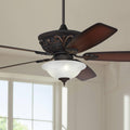 Casa Vieja 60' Montego Industrial Rustic Indoor Ceiling Fan with LED Light Oil Rubbed Bronze Teak Alabaster Glass Bowl for Living Kitchen Home Kids Room Office Bedroom Family Dining House