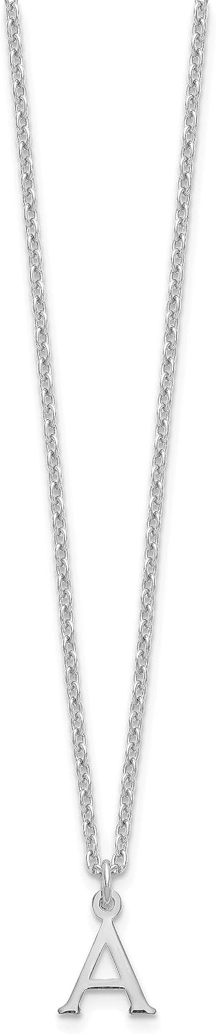 925 Sterling Silver Cutout Letter Initial Cable Chain Necklace (Length 18 in)