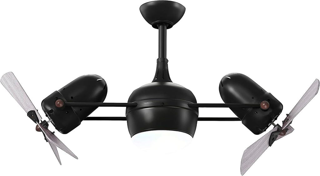 Matthews DGLK-BK-WDBW Dagny LK Damp Rated 41' Dual Motor 360° Rotational LED Ceiling Fan with Light & Remote, Solid Wood Blades, Matte Black with Barn Wood Tone