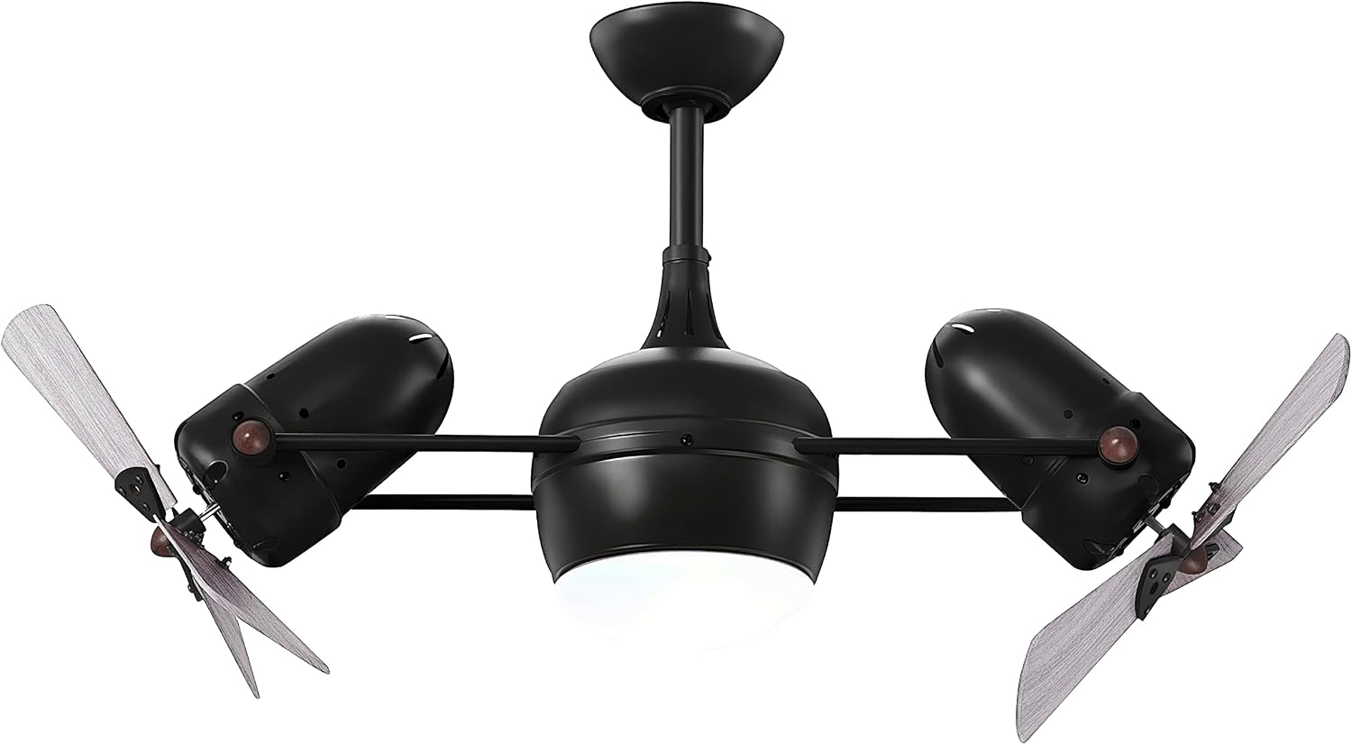 Matthews DGLK-BK-WDBW Dagny LK Damp Rated 41' Dual Motor 360° Rotational LED Ceiling Fan with Light & Remote, Solid Wood Blades, Matte Black with Barn Wood Tone