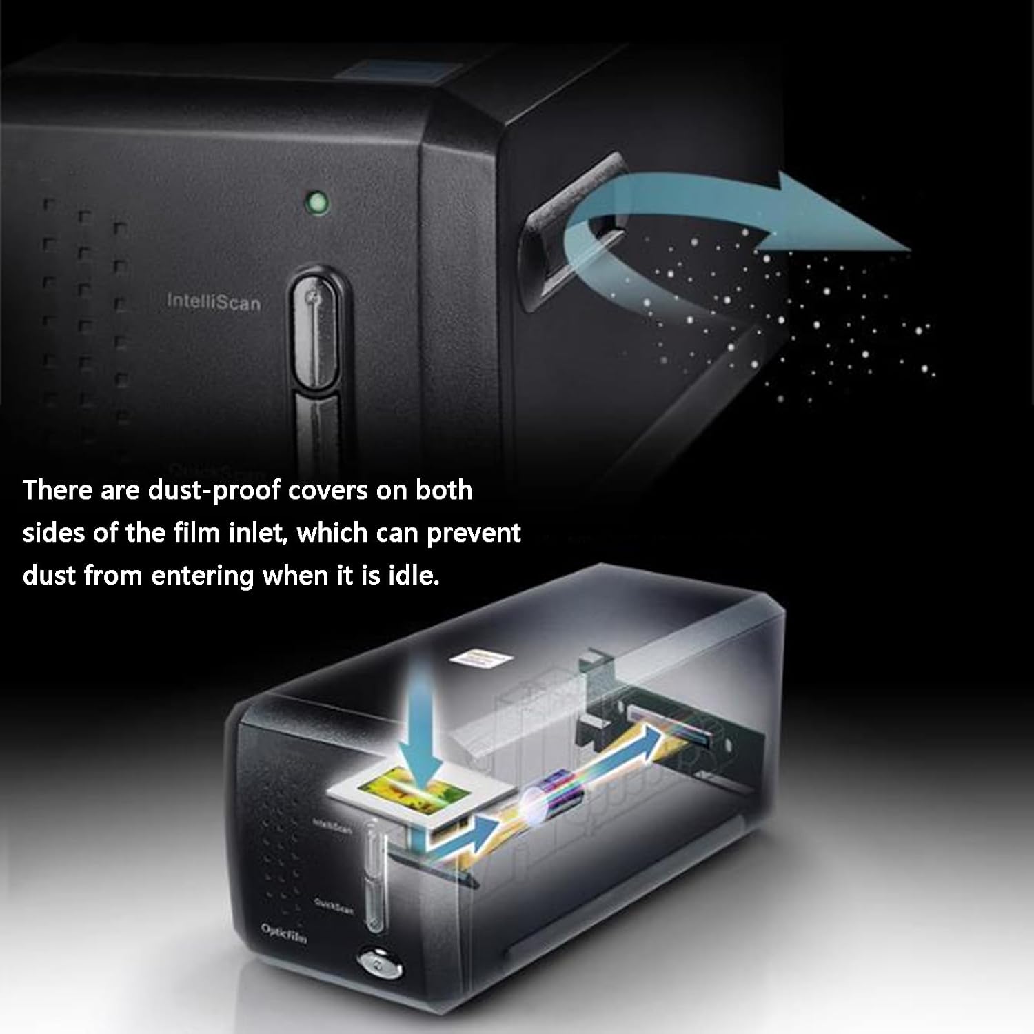 Digital Film Scanner, Automatic Negative Slide Scanner, with 7200 DPI and 48-bit Output, Input Tray, Batch Convert 35mm Slides & Film Negatives