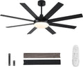 Ceiling Fans with Lights and Remote - 62 Inch Black Modern Ceiling Fan with Light for Bedroom Living Room Kitchen Indoor - 6 Speed Reversible DC Motor Timer 3 CCT Dimmable