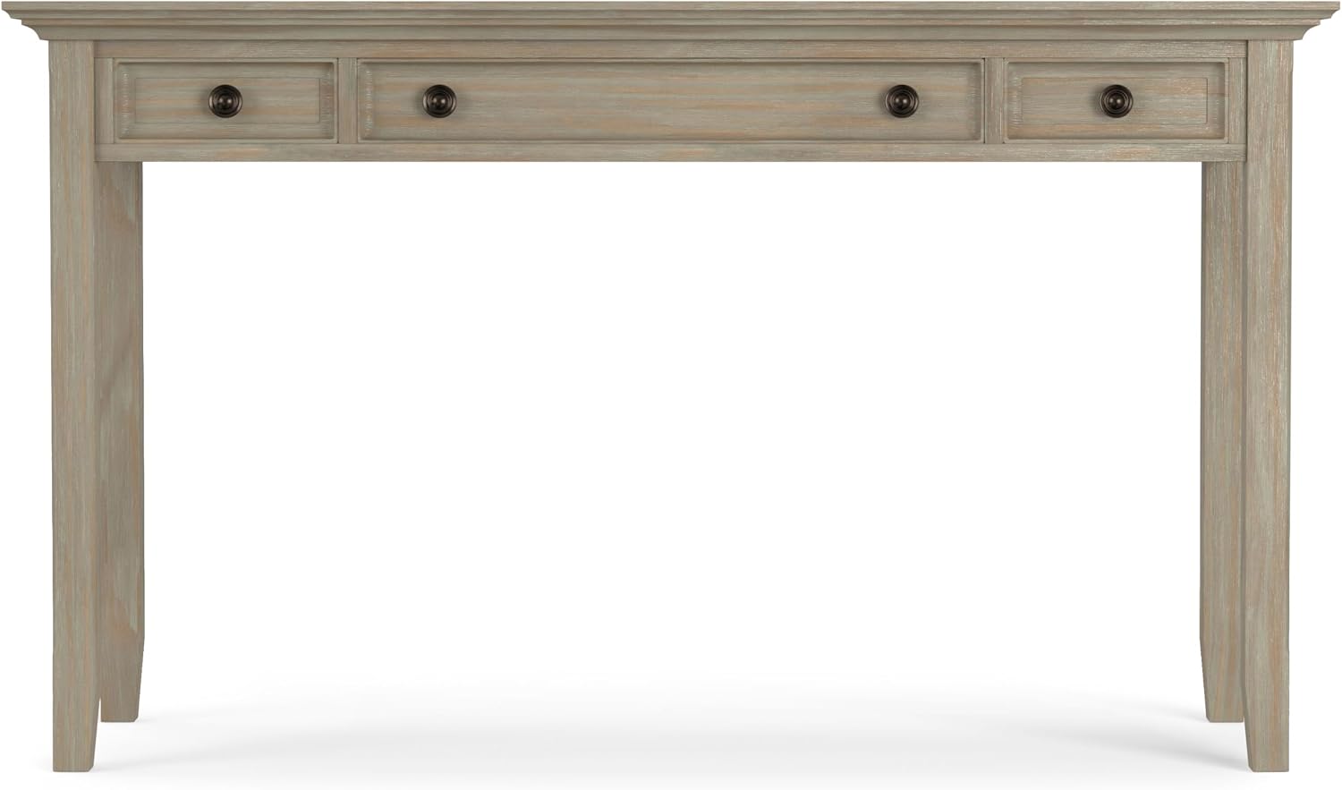 SIMPLIHOME Amherst Desk and Bookcase Bundle - 54 inch Wide Solid Wood Desk with Drawers and 30 inch Wide 5-Shelf Bookcase in Distressed Grey, Transitional Home Office Furniture (Set of 2)