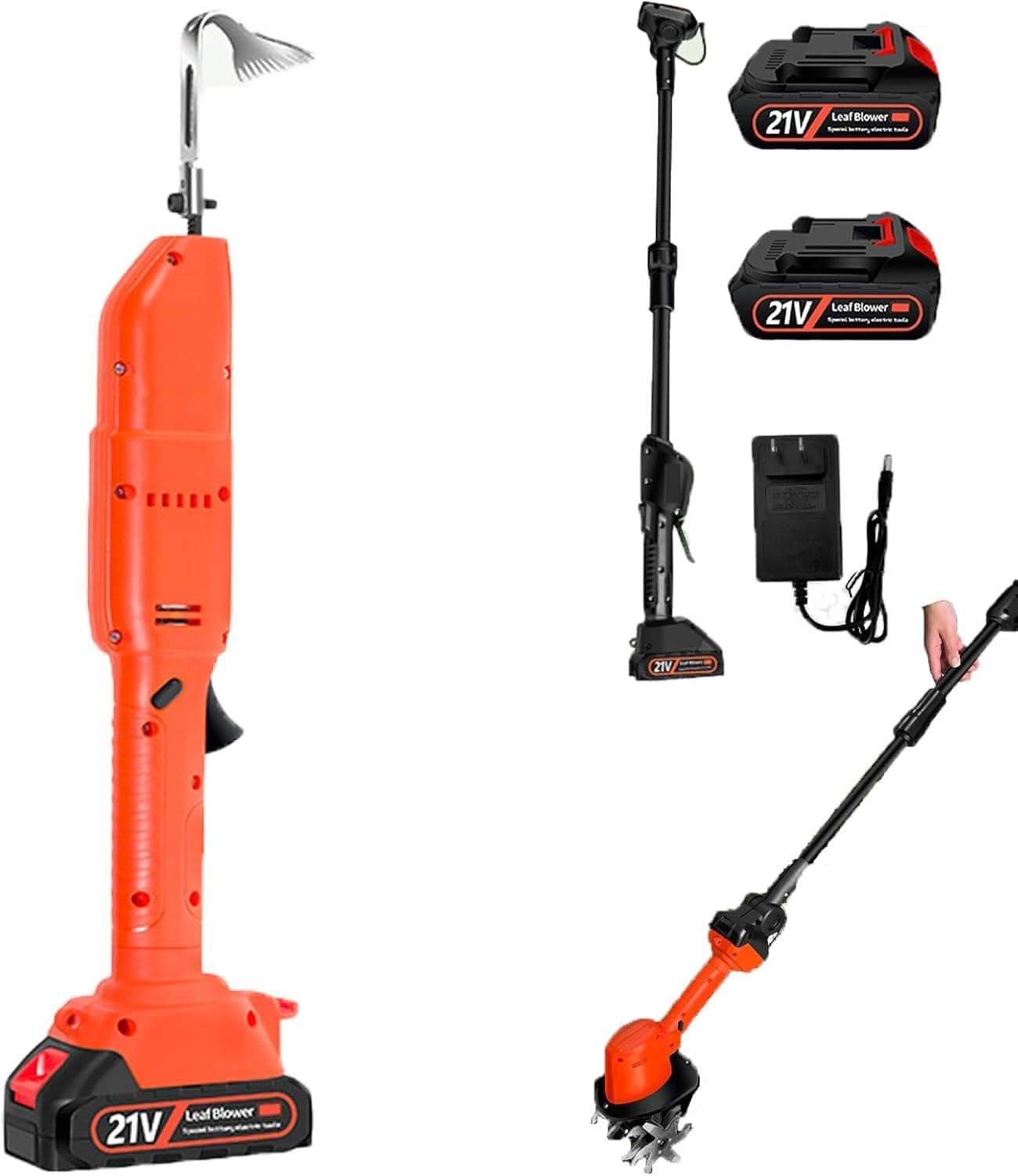 21V Cordless Electric Garden Tiller,Electric Mini Digging Hoe,Lightweight Cultivator with Manganese Steel Blades,Dual Safety Switch,for Weeding(Electric Hoe)