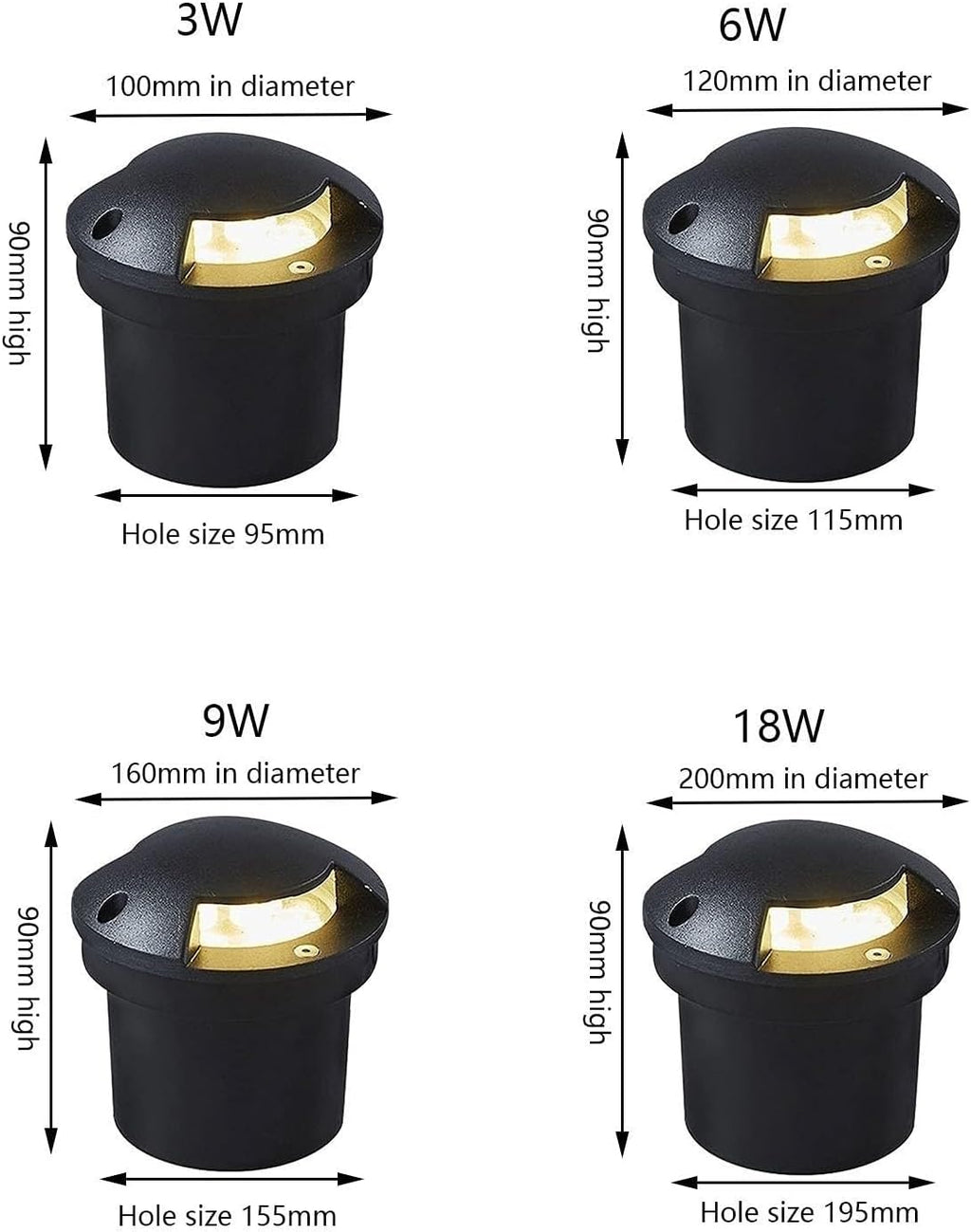 YANYO 2pcs 3W Garden Buried Light, Surface Mount Spotlights, Waterproof LED Deck Lights, Modern Outdoor Landscape Step Lamp, Aluminum Housing Fence Lights Wired (Color : Warm White, Size : 111-110V)