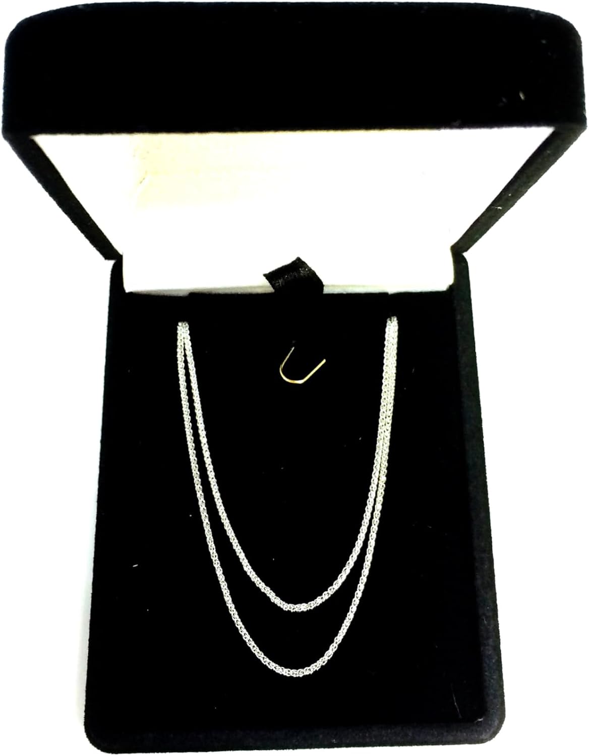 Jewelry Affairs 14k White Gold Round Diamond Cut Wheat Chain Necklace, 1.0mm