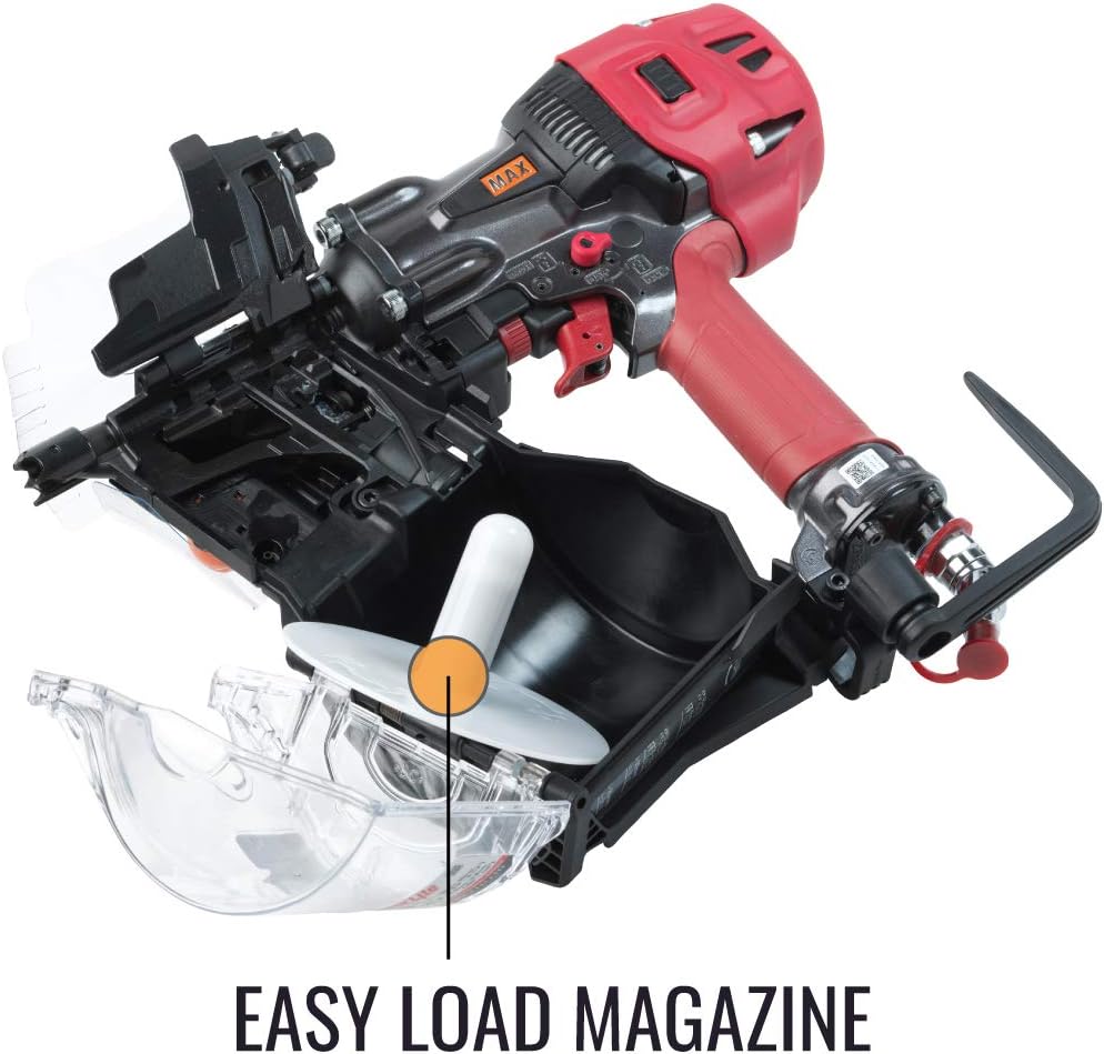 MAX USA CORP. MAX USA PowerLite HN90F High Pressure Framing Coil Nailer up to 3-1/2', red/black/silver