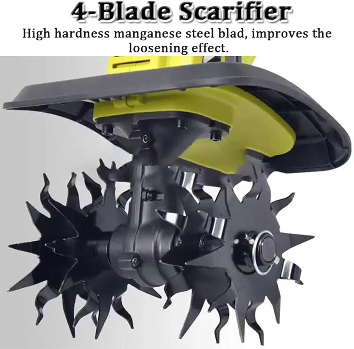 Electric Garden Rotavator - 25cm Working Width, 22cm Working Depth, 2×12 Ah Battery Powered Cordless Tiller Soil Cultivator - Tiller with Switch