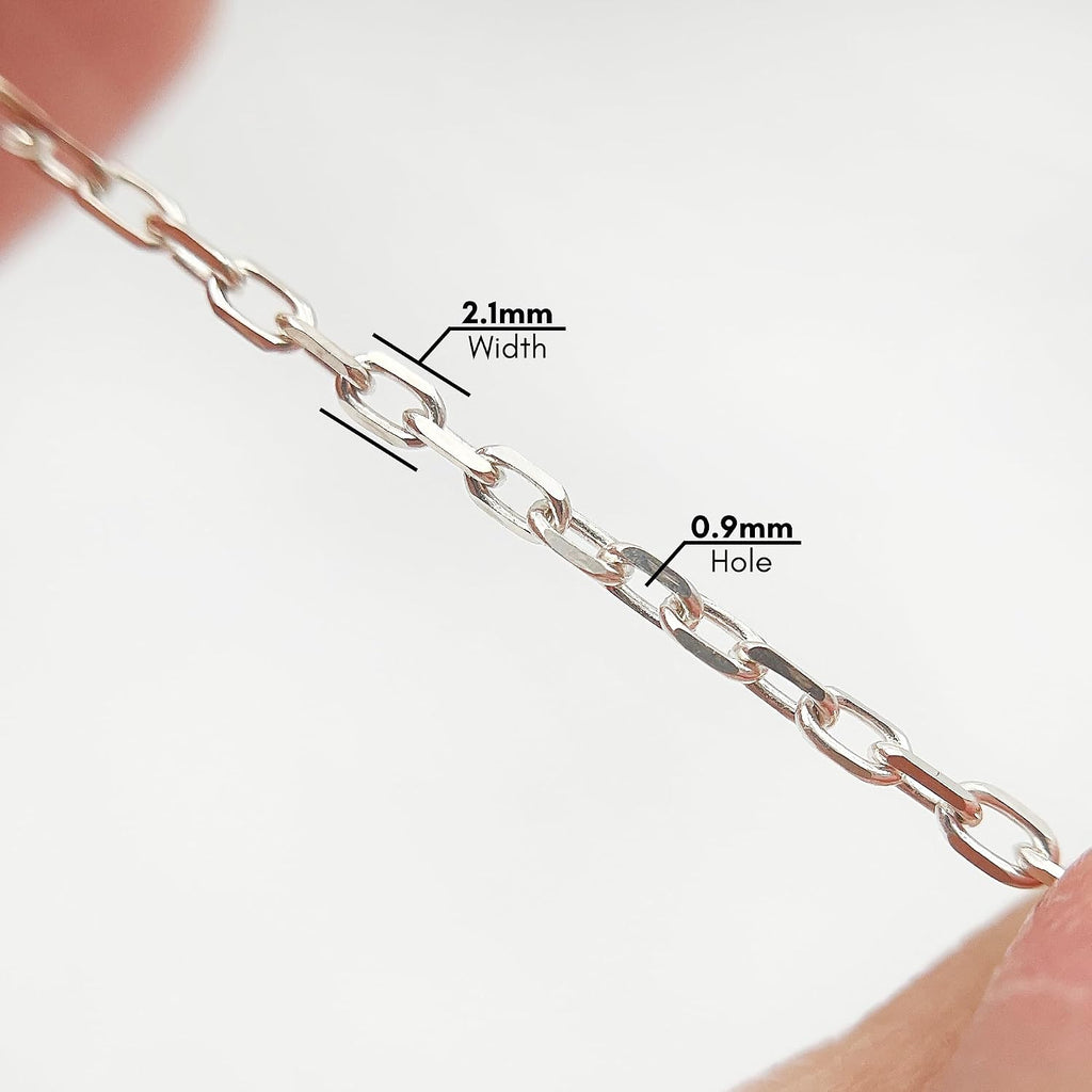 Gryrigns 5Feet 2.1mm 925 Sterling Silver Cable Chain Link Bulk for DIY Craft Jewelry Making (12.65 Grams)