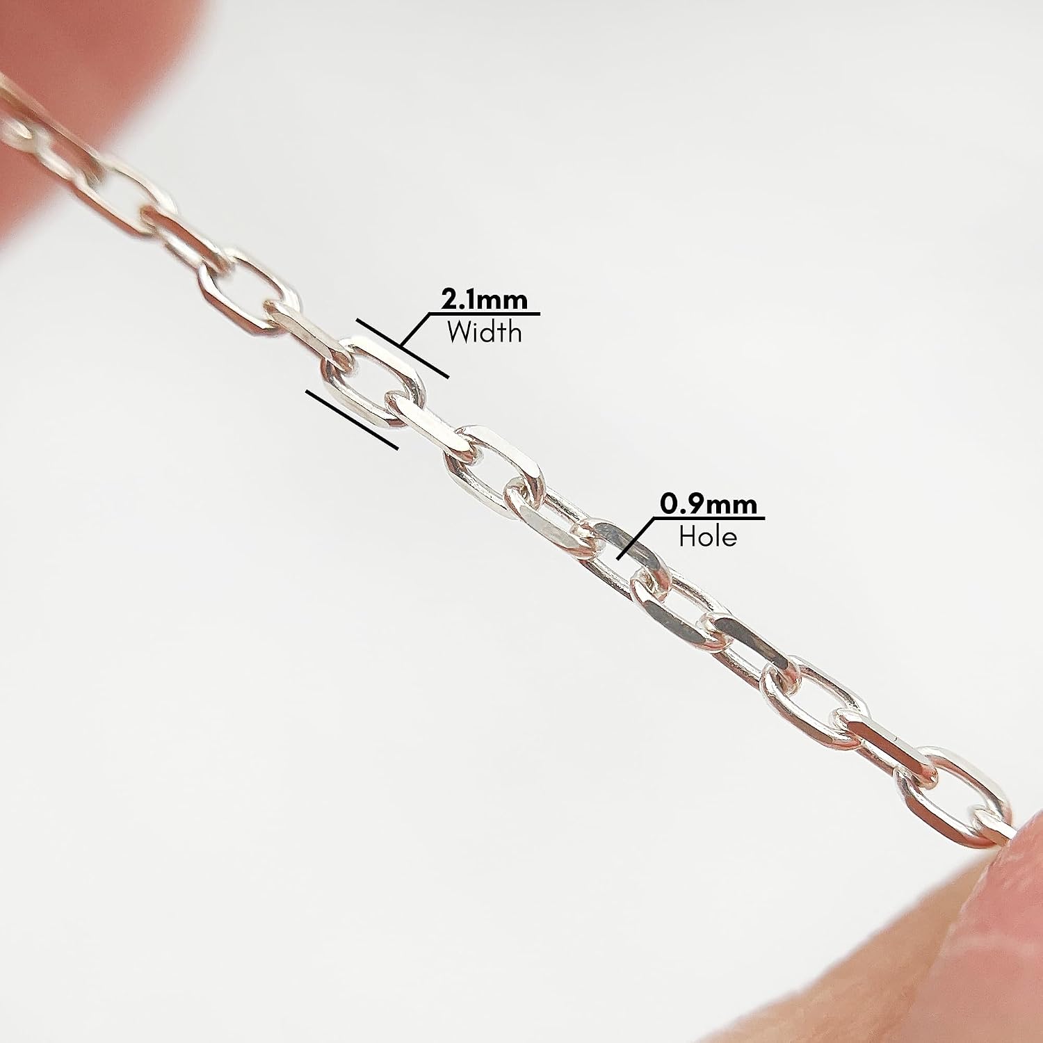 Gryrigns 5Feet 2.1mm 925 Sterling Silver Cable Chain Link Bulk for DIY Craft Jewelry Making (12.65 Grams)