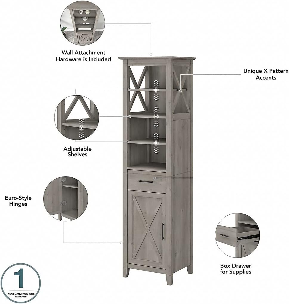 Double Vanity Set with Sinks, Medicine Cabinets, Linen Tower by Bush Home
