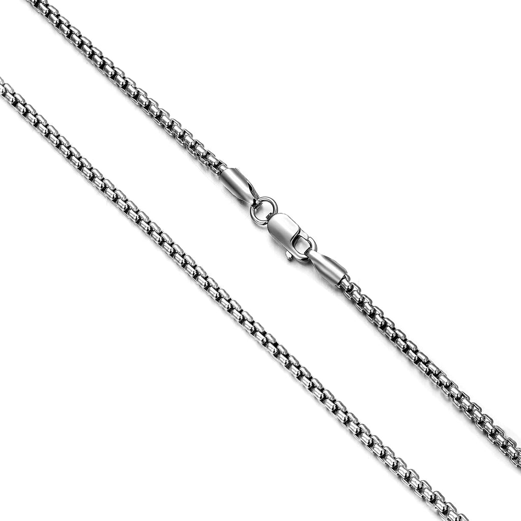Genuine 925 Sterling Silver Round Box Chain Necklace for Men & Women Strong, Safe and Beautiful Rolo Link Chains 1.0MM - 3.0MM, 16-36 Inch (with Gift Box)