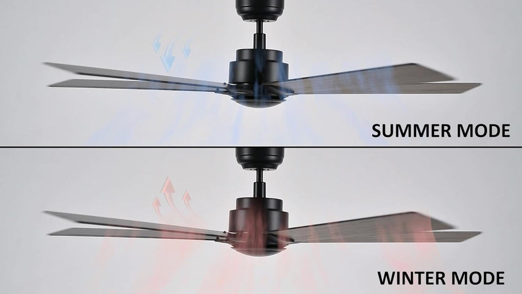 Carro 60 Inch Ceiling Fan without Lights, Black Ceiling Fan with Remote Low Profile, 10-Speed Reversible DC Motor, 5 Wood Finish Blades, Indoor, for Bedroom