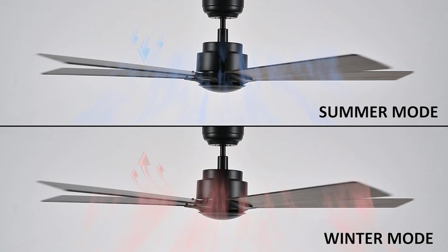 Carro 60 Inch Ceiling Fan without Lights, Black Ceiling Fan with Remote Low Profile, 10-Speed Reversible DC Motor, 5 Wood Finish Blades, Indoor, for Bedroom