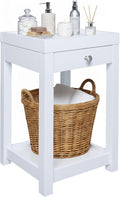 Casual Home Solid Wood Bath Tray Side Table with Drawer, White
