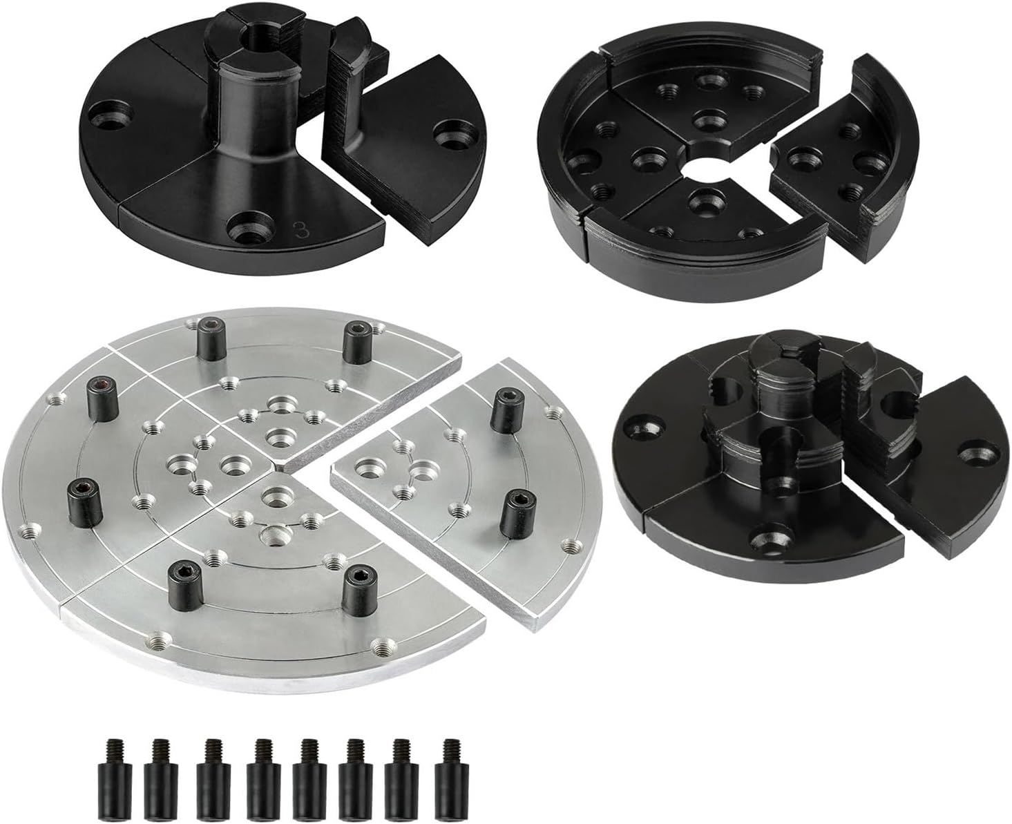 4' Wood Lathe Chuck Step Jaw - High Precision CNC Machined Steel for Enhanced Clamping and Durability,1pcs(Flat Jaw)
