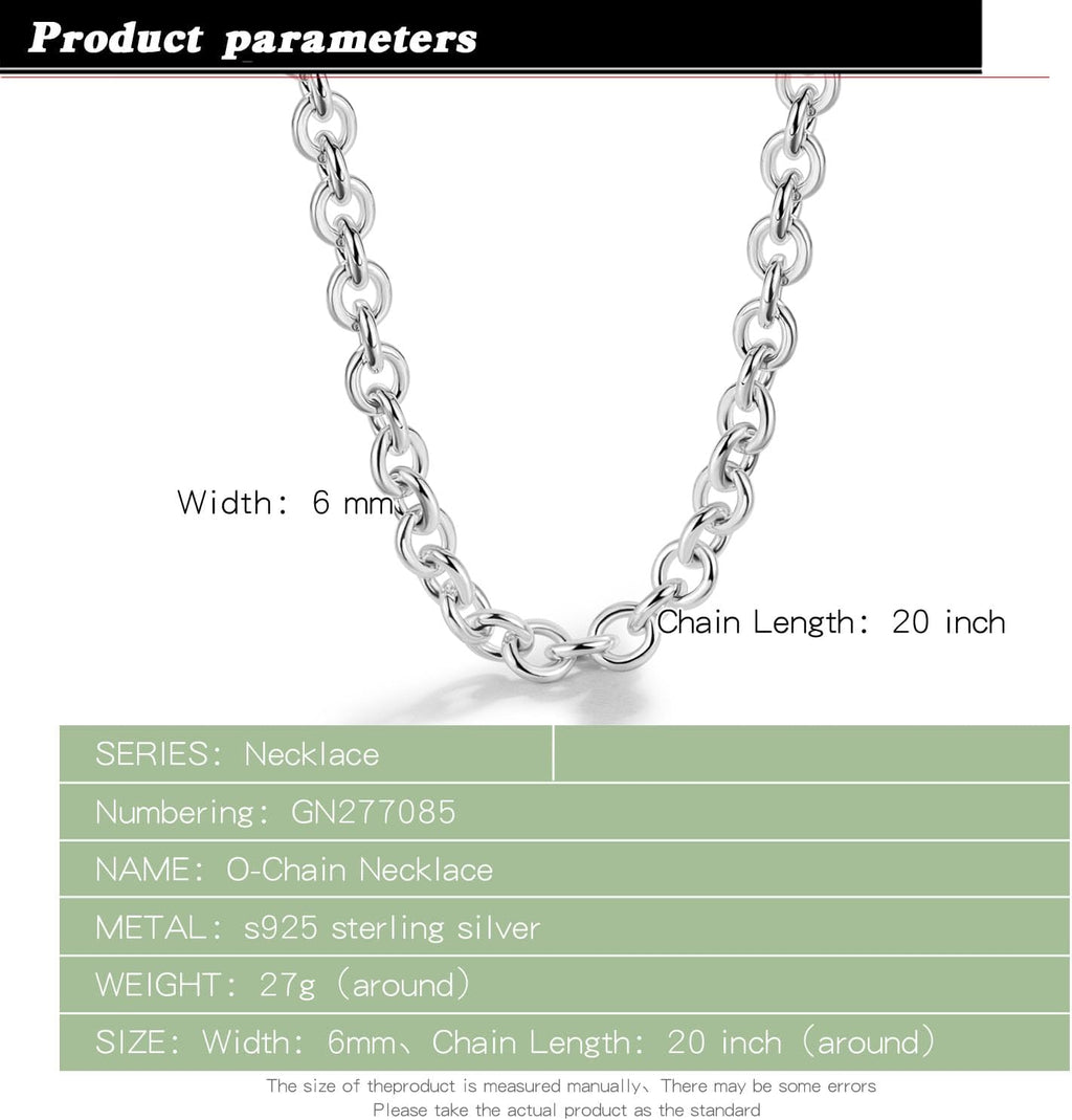 Dankadi 925 Sterling Silver Classic Round Cable Wire Link Necklace Men Cuban Curb Oval Belcher Link Chain Choker 16 to 30 in For Women 24k Gold Plated Jewelry Gift (6MM Silver, 22 inch)