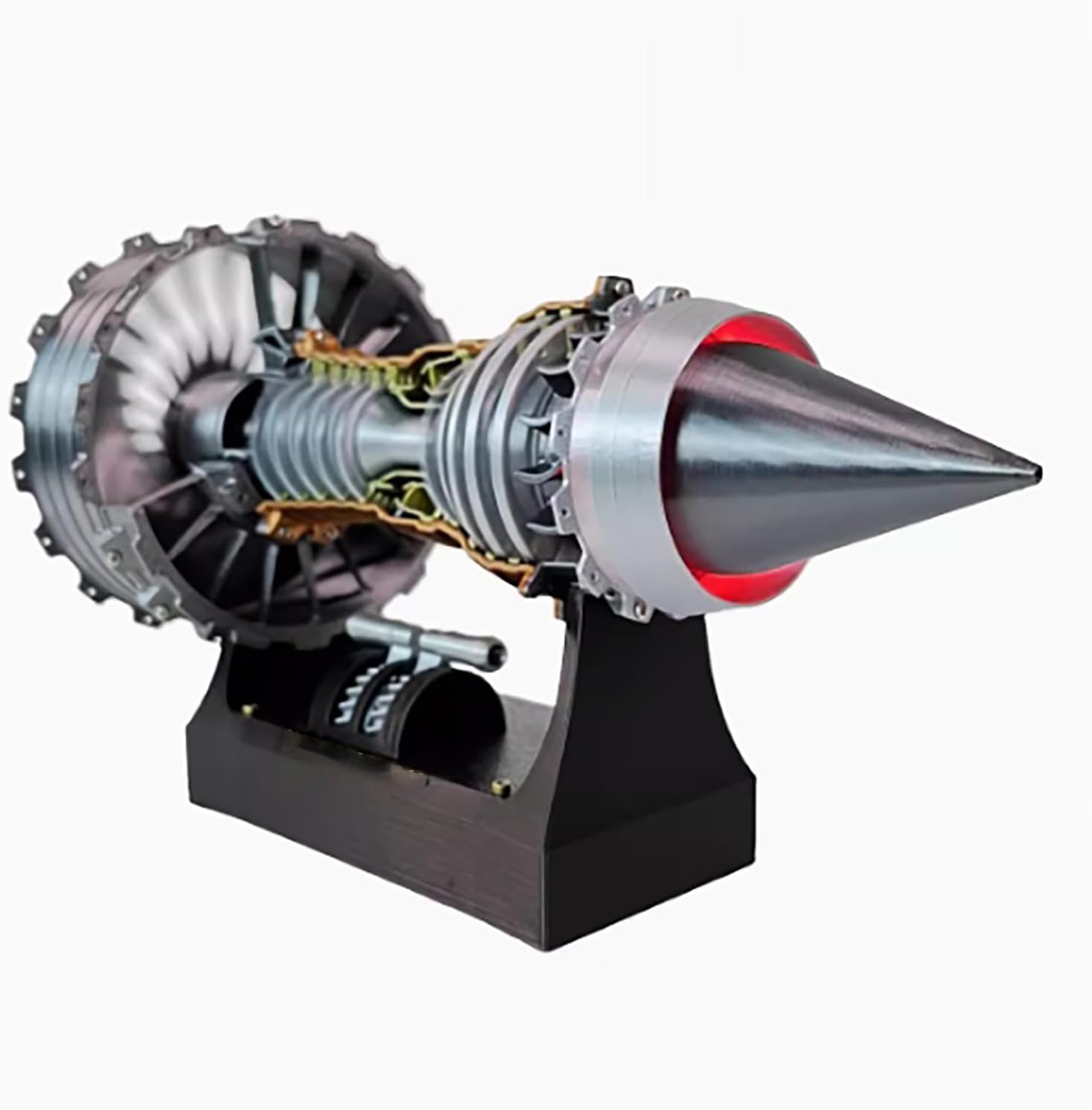 TR900 Turbofan Engine Model, Adjustable Speed Aircraft Engine Turbojet Engine Model with Light, Mechanical Science Education Toy Desk Decor Gift Ideal for Adult (24CM)